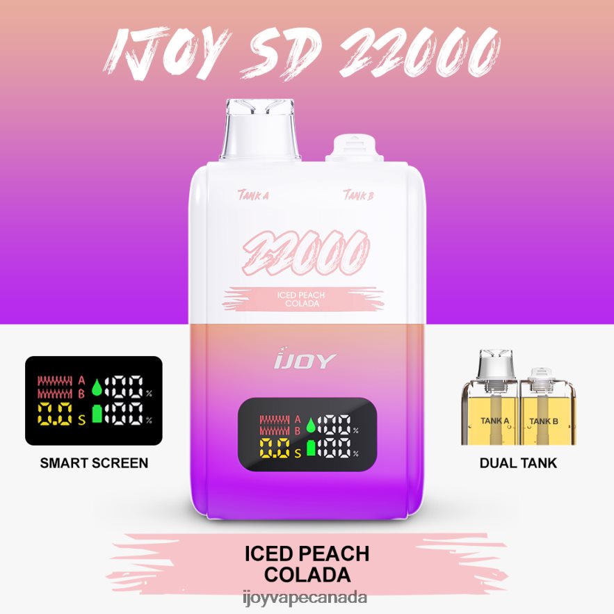 iJOY Vape Toronto - iJOY SD 22000 Disposable 6ZV28X155 Iced Peach Colada
